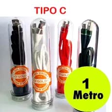 CABO CELULAR CARREGADOR E DE DADOS TIPO C - TUBO A'GOLD - 1 METRO (UNIDADE)