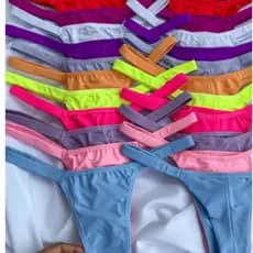 Promoção Kit 6 Tangas Calcinhas Intimate Coloridas Fio Duplo com Tirinhas Intimidade