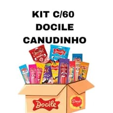 Kit com 60 pacotes Bala Docile Sabores Variados de canudinho