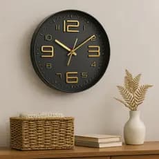 Relógio Parede Decorativo Grande 30cm Cor Preto Moderno Silencioso Presente Para Casas Sala Cozinhas