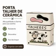 Porta Talher Cerâmica Pintura À Mão  Suporte Utensílios Para Cozinha Gourmet Decoração Luxo Bancada.