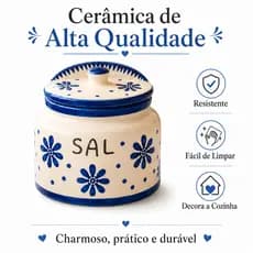 Saleiro Em Cerâmica Artesanal Decoração Pintada À Mão Cozinha Gourmet Moderna  Bancada E Mesa Posta.