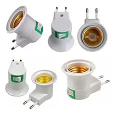 Soquete De Lampada E27 para Tomada com Interruptor Liga Desliga Pinos Americanos Bivolt