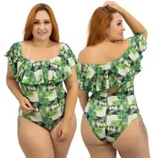 Body Maio Feminino Babado Ciganinha Estampado Coleção 2024