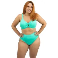 Biquini Feminino Plus Size Pala Alta Hot Pants Semi Fio Modelador Forrado Com Bojo Removivel Verão