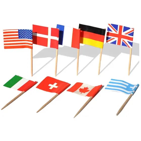 100pçs Bandeiras Nacionals Palhetas Diferentes Países Palitos De Arte Festa /Pite/Frutas/Sorvete Decoração De Topper