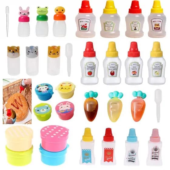 1 ~ 6Pcs Mini Frasco De Molho De Tempero Portátil De Ketchup De Tomate Para Salada Cozinha Bento Lunch Box