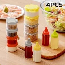 4PCS Mini Frasco De Molho Plástico Squeeze Bottle Jam Extrusion Bottles Outdoor Barbecue Seasoning Set