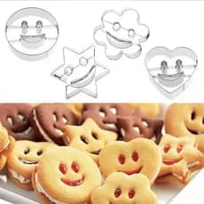 Conjunto 4Pcs Molde Para Panificação De Aço Inoxidável Sorriso Face De Biscoito Cortador