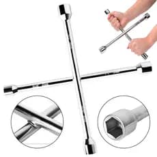 Chave De Roda Cruz 4 Bocas Universal – 17 19 21 23 | Alta Resistência Ideal Para Carro e Emergência