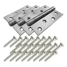 Kit 3 Dobradiças 4” Inox 304 – Escovada com Rolamento Axial | Alta Durabilidade | Com Parafusos