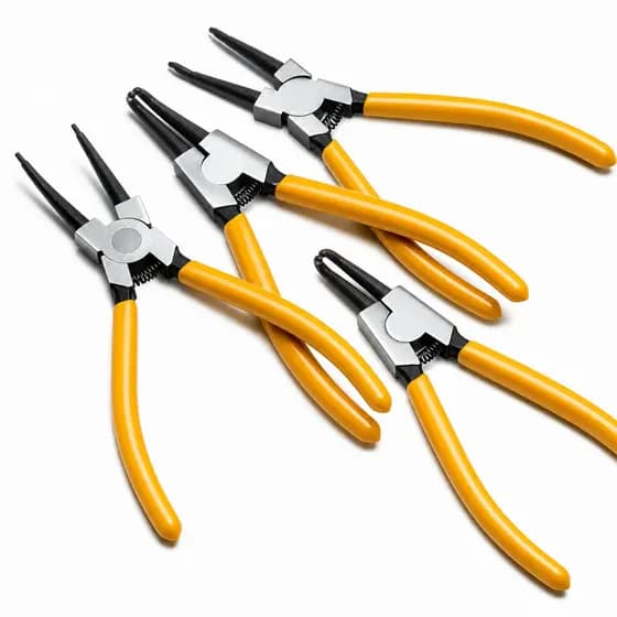 Kit Jogo 4 Alicates Anel Trava Seeger Elástico Interno Externo Bico Reto Curvo Profissional Mecânica