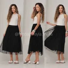Saia Tule de Brilho glitter Midi forrada Lisa  Bilhante   Moda evangelica Fardamento Festividade Congresso M,G,GG e G1