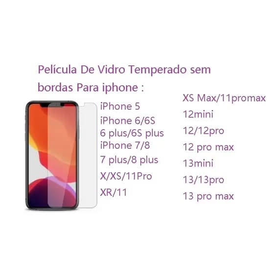 4 peças / Kit -  Película De Vidro Temperado sem bordas Para iphone  12  13 Mini  Pro max    - PL 03