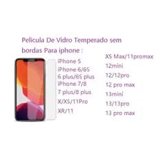 4 peças / Kit -  Película De Vidro Temperado sem bordas Para iphone  12  13 Mini  Pro max    - PL 03