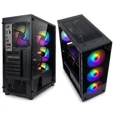 Gabinete Gamer Preto Mid Tower Com 4 Fans RGB Rainbow GB1729 Placas ATX Micro ATX Vidro Temperado
