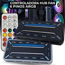 Controladora de Fan Hayom FC1308 com controle remoto Hub para Fans Ventoinhas de 6 pinos RGB ARGB