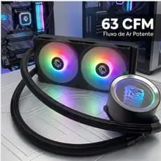 Water Cooler 240mm Gamer com 2 Fans LED RGB Silencioso Compatível Intel AMD Efeito Infinito na Bomba
