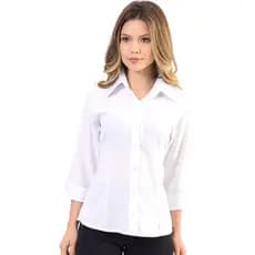 Camisa social feminina manga 3/4 para uniforme de empresas