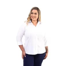 Camisa plus size manga de 3/4 feminina