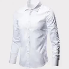 Camisa manga longa slim social masculina premium branca sem bolso costura de qualidade