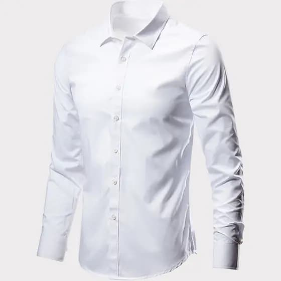 Camisa manga longa social masculina lisa branca sem bolso
