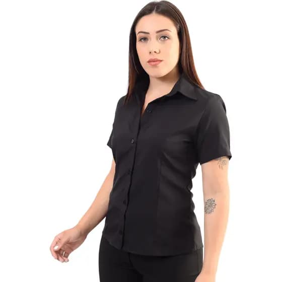 Camisete manga curta camisa social blusa moda modesta evangélica não amassa