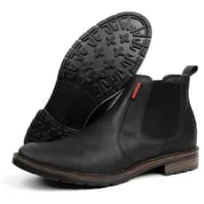 Bota Botina Chelsea Couro Ecológico Envio Imediato Trabalho Conforto