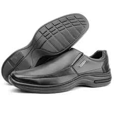 Sapato Social Preto Masculino Anti Stress Ortopédico Diabético Confort Formatura Garçom