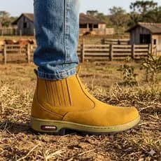 Botina Masculina Country Couro Confortável Elástico Lateral Antiderrapante