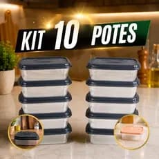 KIT 10 Pote Plástico com Tampa Porta Alimentos Multiuso Conserva Mantimentos Geladeira Cozinha 650ml.