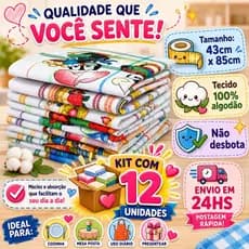 Pano de Prato Colorido Xadrez Estampado - Kit com 12 unidades