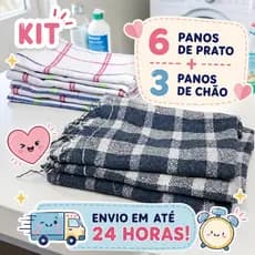 Kit Pano de Prato + Pano de Chão Xadrez  - Pano de Prato Colorido
