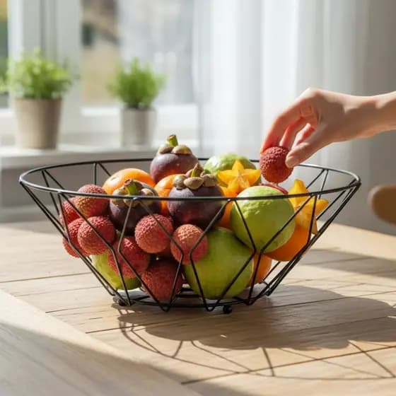 Cesta Fruteira de Mesa Aramada Preta - Art House