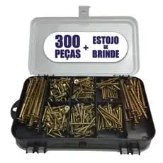 Kit Combo 300 pçs - Parafusos Chipboard Philips + Buchas + Brinde - Maleta Cx estojo organizador
