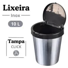 Lixeira Cesto de Lixo 10 Litros Plastica Tampa Click Para Banheiro Cozinha Escritório Quarto