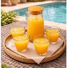 Kit Conjunto 1 jarra 800 mle 4 Copos De Vidro 220ml Suco Agua Chá