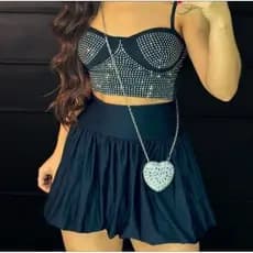 mini saia/saia balonê tendência blogueirinha/saia feminina balonê tendência das blogueiras
