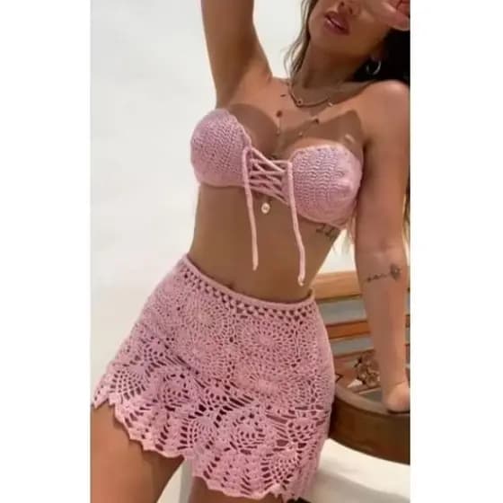 conjunto croche/moda praia/moda feminina/