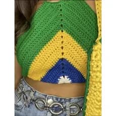 blusa brasil feminina/croped feminino croche/