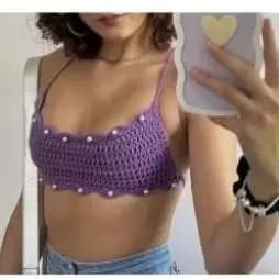 top/top croche/ cropped/cropped croche com perolas/ top frente única