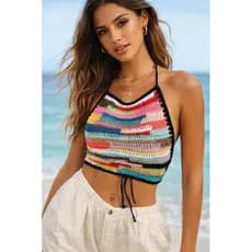 cropped frente única croche/conjunto croche colorido