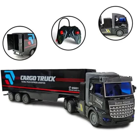 Caminhão Carreta Baú Controle Remoto Recarregável Brinquedos de Menino