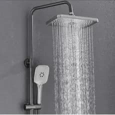 Chuveiro Ducha 4 Saídas Preto Controle de Temperatura MultiFunções Misturador Termostato Deslizante
