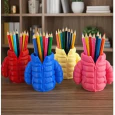 Porta Canetas Criativo Jaqueta Puff 3D | Porta Lápis Organizador de Mesa Porta Treco Decorativo