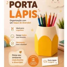 Porta Lápis Formato Lápis Grande Organizador de Mesa Infantil Escritório Impresso em 3D Decorativo