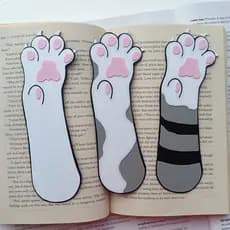 Marca Página Pata de Gato Fofo Kawaii Marcador Livro Criativo Leitura
