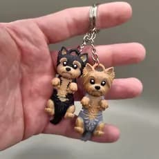 Chaveiro Yorkshire Articulado Miniatura Cachorro Fofo Pet Chaveiro Dog Yorkshire Bolsa Mochila