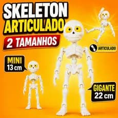 Boneco Skeleton Articulado Esqueleto Branco 13cm ou 22cm Brinquedo Fidget Chaveiro Decorativo Presente Criativo