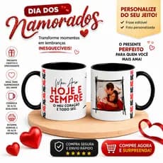 Caneca Personalizada com Foto e Frase Romântica Xícara Casal Namorado Presente Criativo Amor